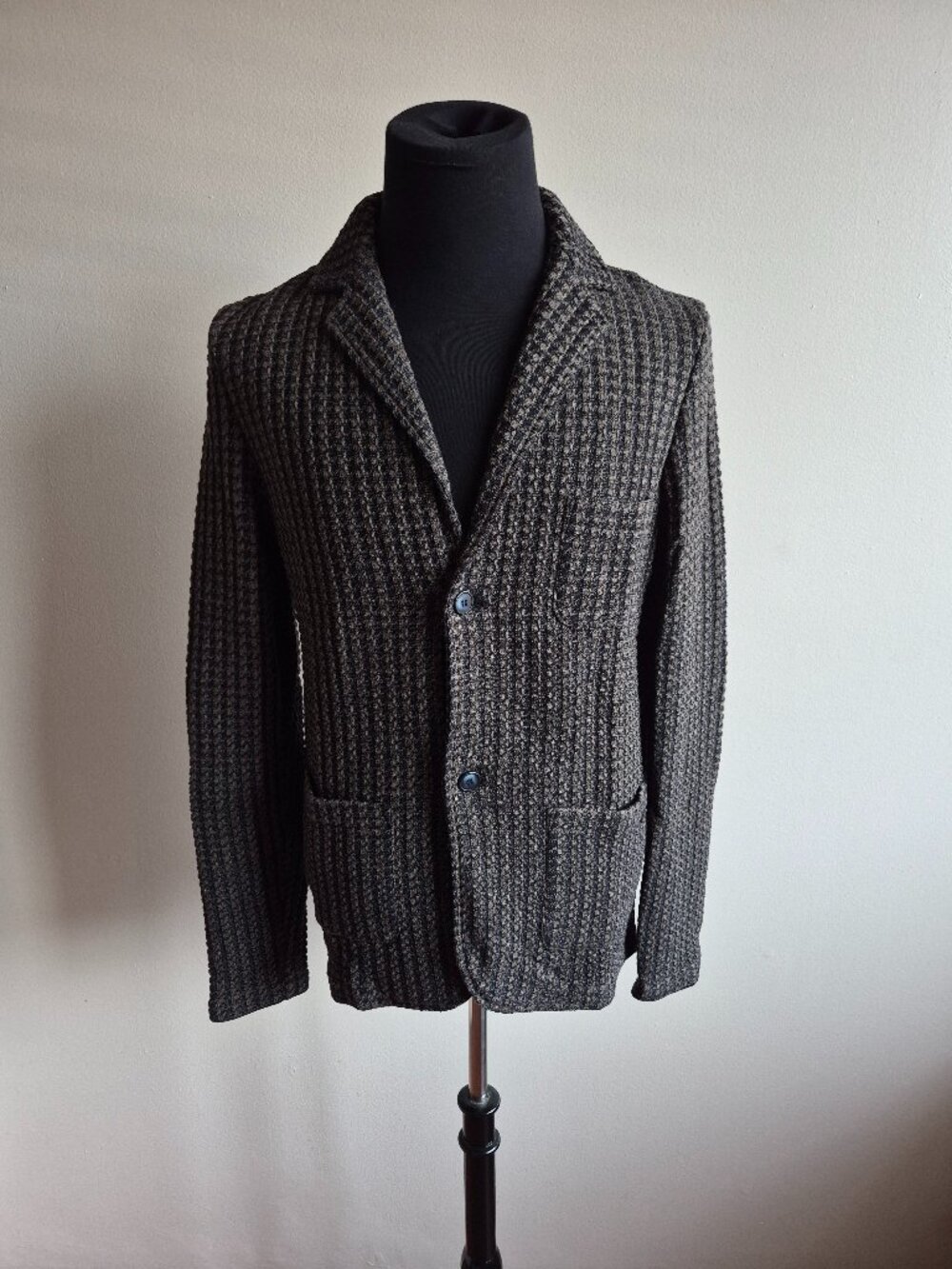 New Lorenzoni Italian Wool Blend Brown Cardigan Size 50 / M